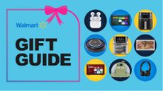 Walmart deals on a Christmas gift guide background