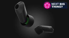 The Flare Audio Immerse earbuds on a black background